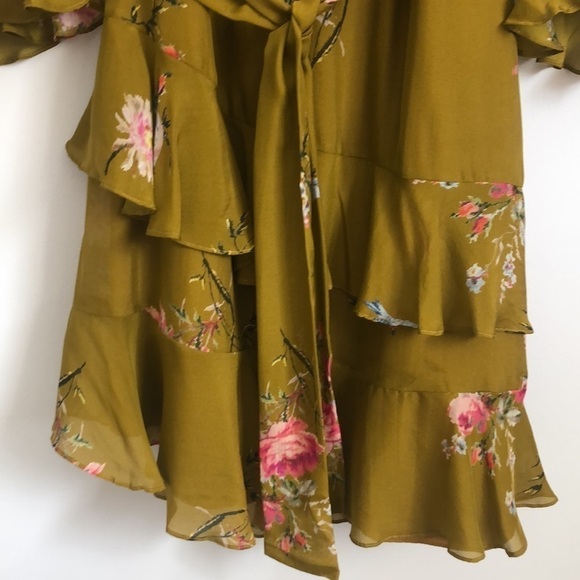 Joie silk Kayane charteuse green and pink floral dress Sz 4 - Picture 6 of 10